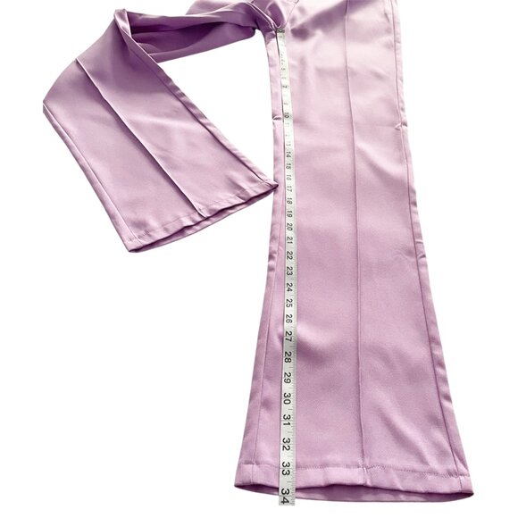 PrettyLittleThing Lilac Flare High Waist Trousers Pants 4 Bell Bottom Cleanlook - Picture 7 of 9